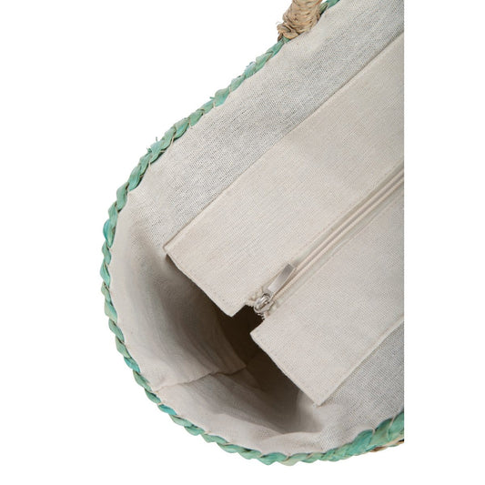 J-Line J-Line Strandtas Korte Handvatten Horizontale Streep Jute Naturel/Blauw