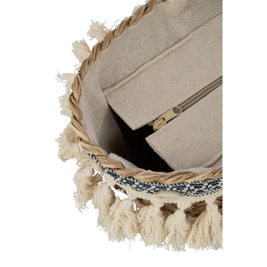 J-Line J-Line Strandtas Kwasten+Schelpen Zeegras Nat/Blauw