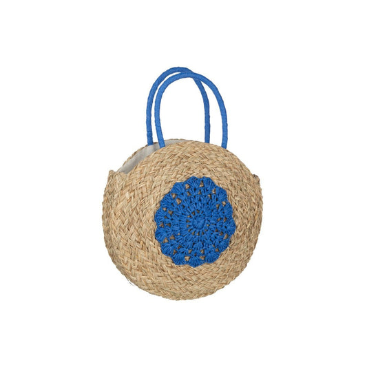 J-Line J-Line Strandtas Rond Bloem Zeegras Nat/Blauw
