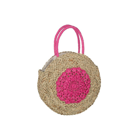 J-Line J-Line Strandtas Rond Bloem Zeegras Nat/Fushia