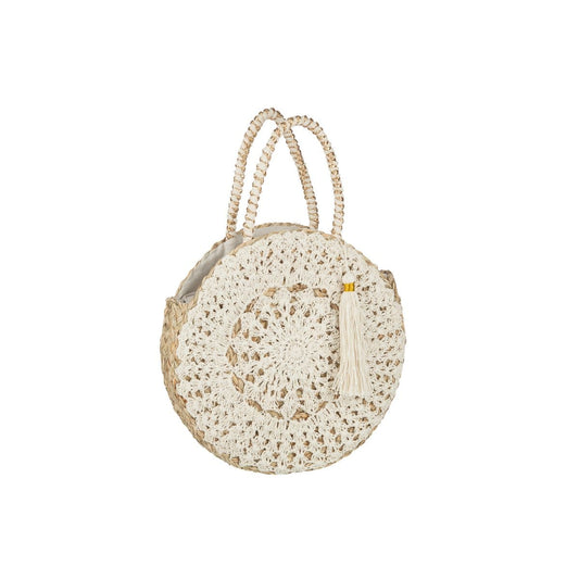 J-Line J-Line Strandtas Rond+Kwast Zeegras/Kant Nat/Wit