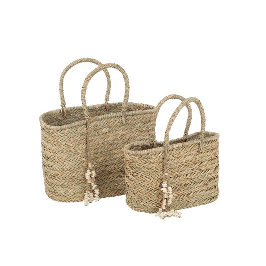 J-Line J-Line Strandtas Schelpen Jute Naturel Large