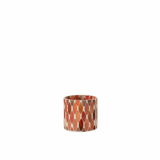 J-Line J-Line Teelicht Houder Mozaiek Blad Glas Rood/Oranje Small