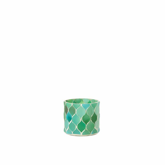 J-Line J-Line Teelicht Houder Mozaiek Diamant Glas Blauw/Groen Small