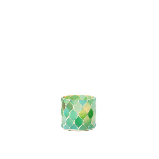 J-Line J-Line Teelicht Houder Mozaiek Diamant Glas Blauw/Groen Small