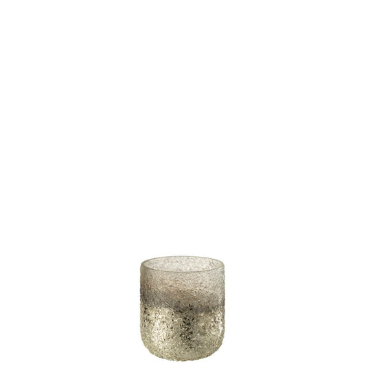 J-Line J-Line teelichthouder Gebroken - glas - zilver - extra small