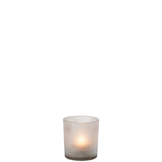 J-Line J-Line theelichthouder Bladeren - glas - beige - small - 6 stuks