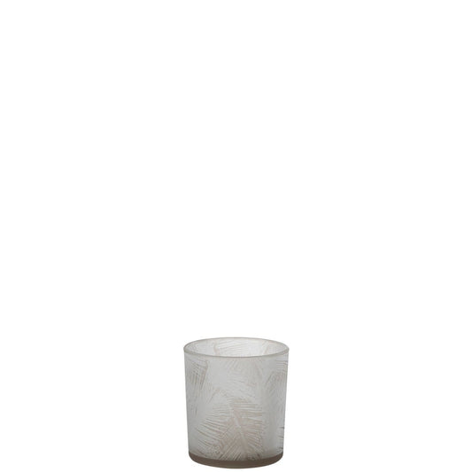 J-Line J-Line theelichthouder Bladeren - glas - beige - small - 6 stuks