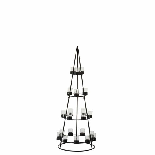 J-Line J-Line theelichthouder Boom 21 - metaal/glas - zwart
