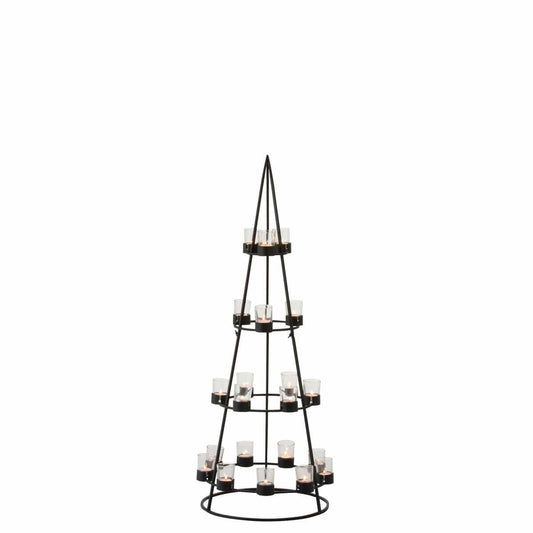 J-Line J-Line theelichthouder Boom 21 - metaal/glas - zwart