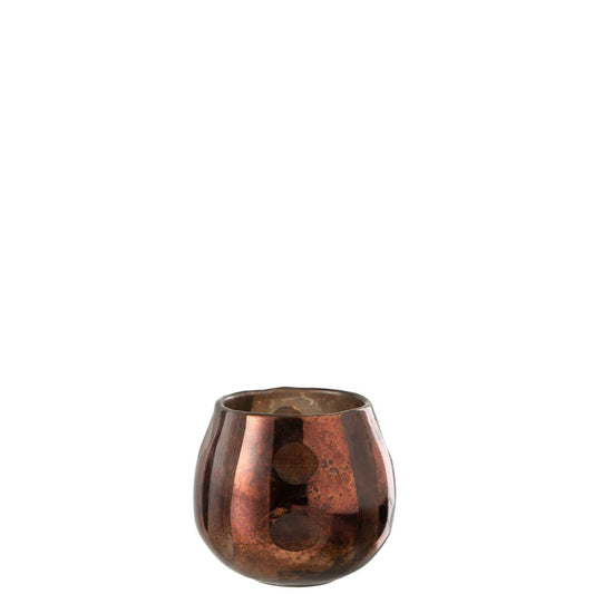 J-Line J-Line theelichthouder Coconut - glas - bruin - 2 stuks