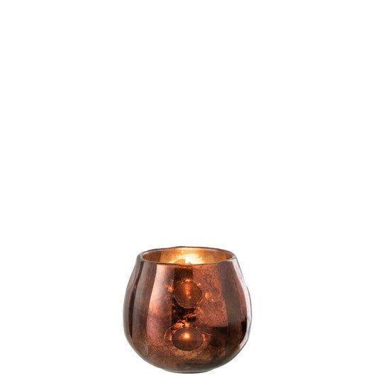 J-Line J-Line theelichthouder Coconut - glas - bruin - 2 stuks