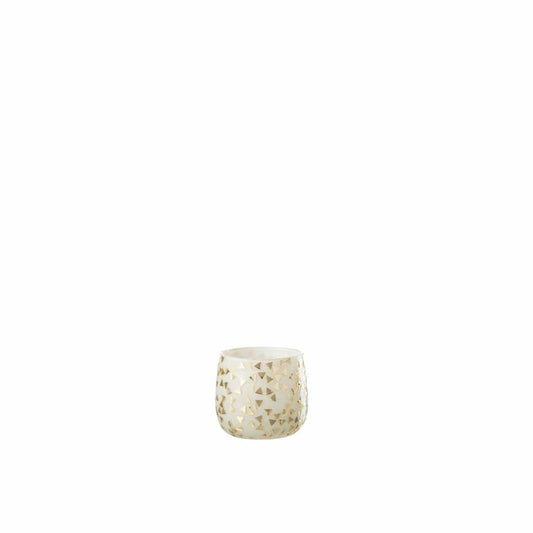 J-Line J-Line theelichthouder Driehoek - glas - wit/goud - small - 4 stuks