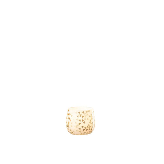 J-Line J-Line theelichthouder Driehoek - glas - wit/goud - small - 4 stuks