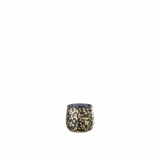 J-Line J-Line theelichthouder Driehoek - glas - zwart/goud - small - 4 stuks