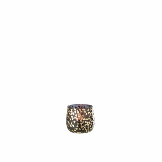 J-Line J-Line theelichthouder Driehoek - glas - zwart/goud - small - 4 stuks