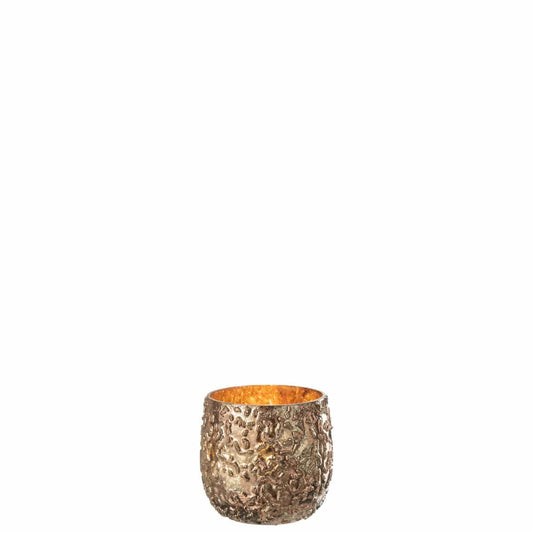 J-Line J-Line theelichthouder Geoxideerd - glas - koper - small - 3 stuks