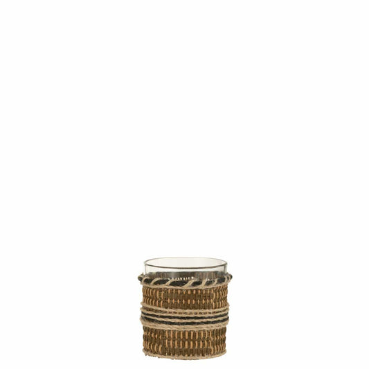J-Line J-Line theelichthouder - glas - bruin/beige - 3 stuks