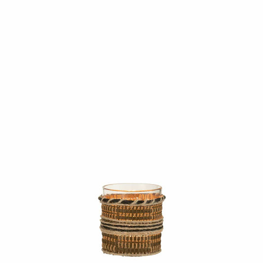 J-Line J-Line theelichthouder - glas - bruin/beige - 3 stuks