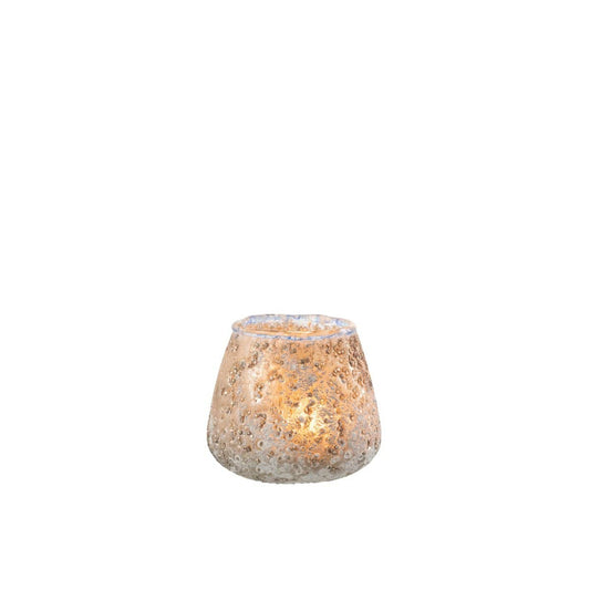 J-Line J-Line theelichthouder - glas - grijs - small - 3 stuks