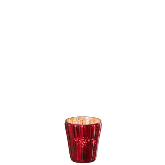J-Line J-Line theelichthouder - glas - rood - 2 stuks