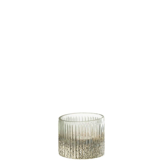 J-Line J-Line theelichthouder - glas - zilver/transparant - small - 2 stuks