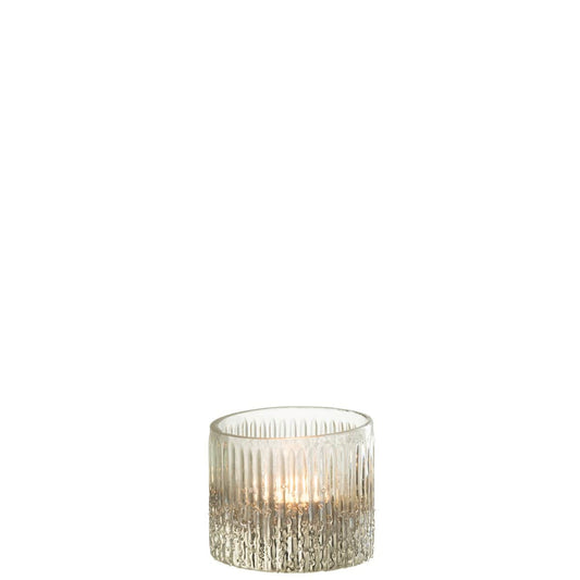 J-Line J-Line theelichthouder - glas - zilver/transparant - small - 2 stuks