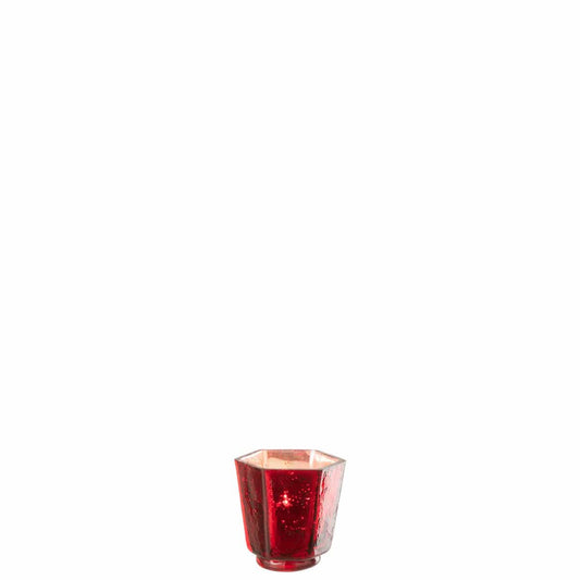 J-Line J-Line theelichthouder Heptagon - glas - rood - 4 stuks