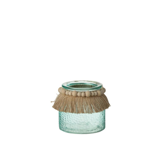 J-Line J-Line theelichthouder Kralen Decoratie - glas - blauw - small