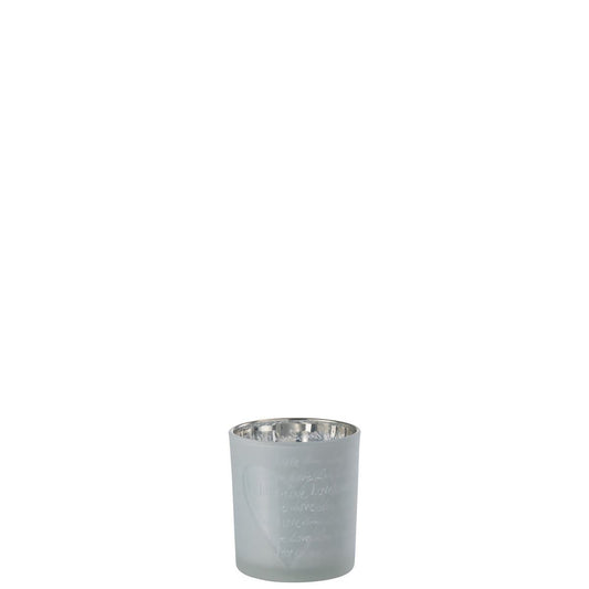 J-Line J-Line theelichthouder Love - glas - wit - small - 6 stuks