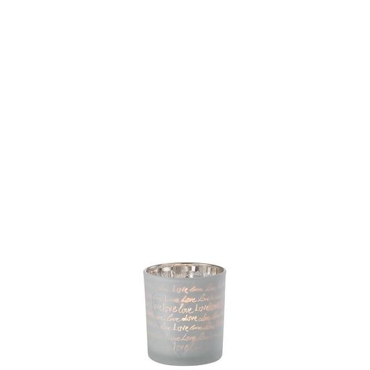 J-Line J-Line theelichthouder Love - glas - wit - small - 6 stuks