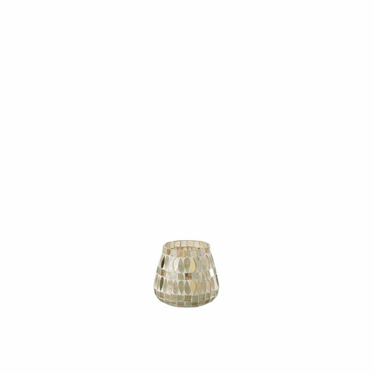 J-Line J-Line theelichthouder Mozaiek - glas - beige - small - 2 stuks