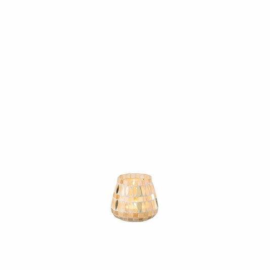 J-Line J-Line theelichthouder Mozaiek - glas - beige - small - 2 stuks