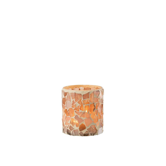 J-Line J-Line theelichthouder Mozaiek - glas - beige - small - 2 stuks