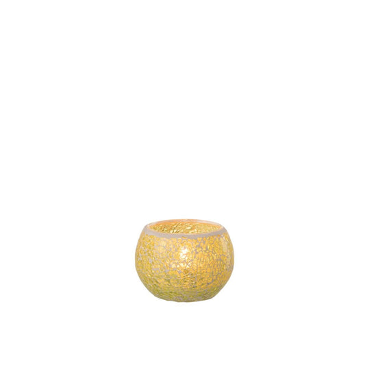 J-Line J-Line theelichthouder Mozaiek Rond - glas - geel - small - 4 stuks