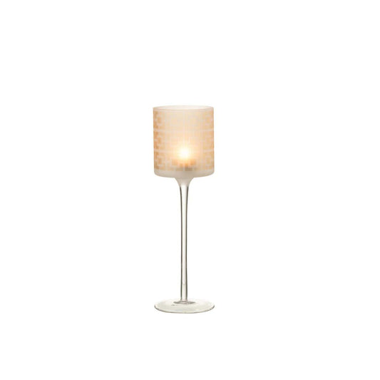 J-Line J-Line theelichthouder op voet - glas - beige - large
