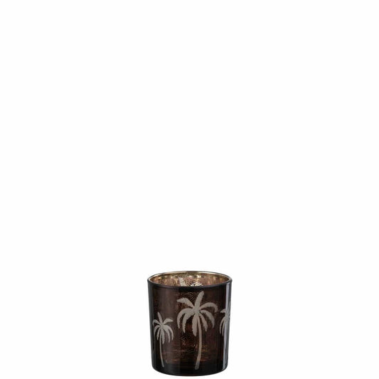 J-Line J-Line theelichthouder Palmboom - glas - bruin - small - 6 stuks