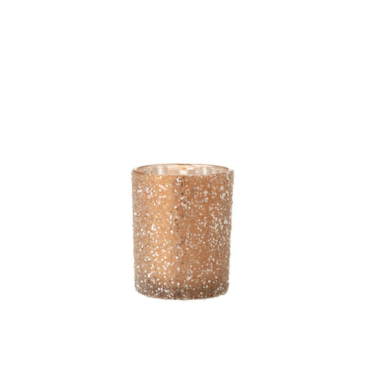 J-Line J-Line theelichthouder Parels - glas - donkerzalm - large - 2 stuks