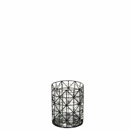 J-Line J-Line theelichthouder Patroon Glitter - metaal - zwart