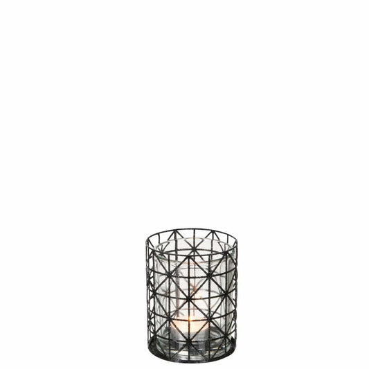 J-Line J-Line theelichthouder Patroon Glitter - metaal - zwart