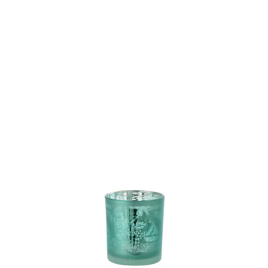 J-Line J-Line theelichthouder Schelpen - glas - blauw/zilver - 3 stuks