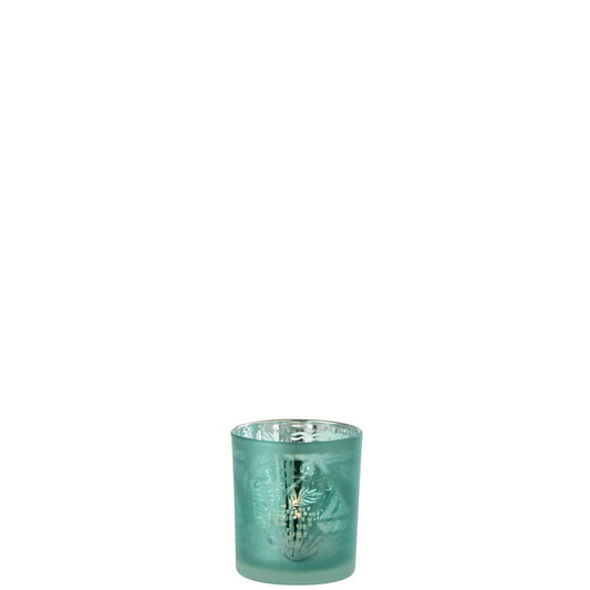 J-Line J-Line theelichthouder Schelpen - glas - blauw/zilver - 3 stuks