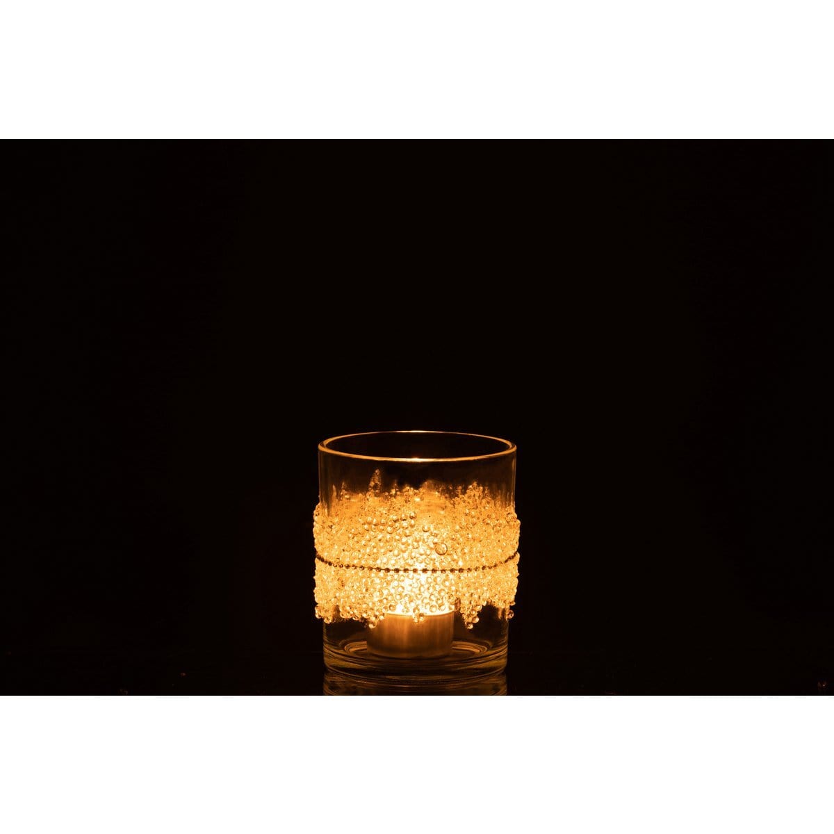 J-Line J-Line theelichthouder Suiker - glas - transparant - medium - 2 stuks
