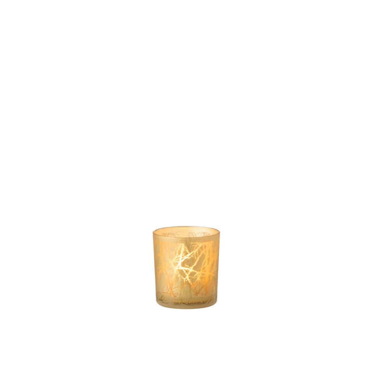 J-Line J-Line theelichthouder Takken - glas - goud - small - 3 stuks
