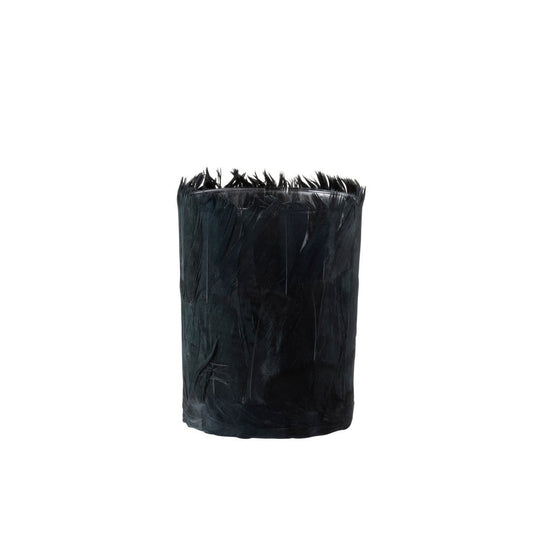 J-Line J-Line theelichthouder Veren - glas - zwart - large - 2 stuks