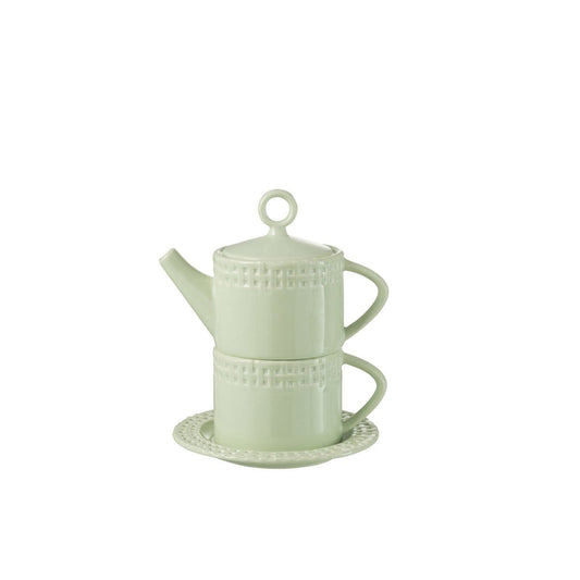 J-Line J-Line theepot + theekop - keramiek - groen