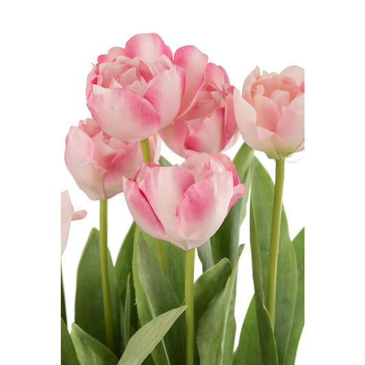 J-Line J-Line Tulpen In Pot Cement Grijs Plastiek Roze/Groen