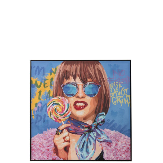J-Line J-Line wanddecoratie Graffiti Vrouw Lolly - canvas/verf - mix
