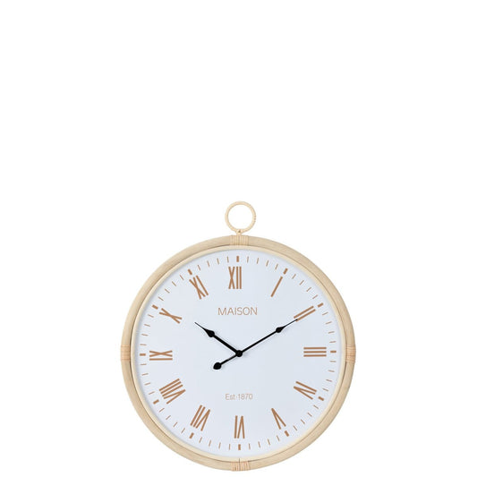 J-Line J-Line wandklok Kyr - jute - naturel/wit - medium - Ø 4.5 cm