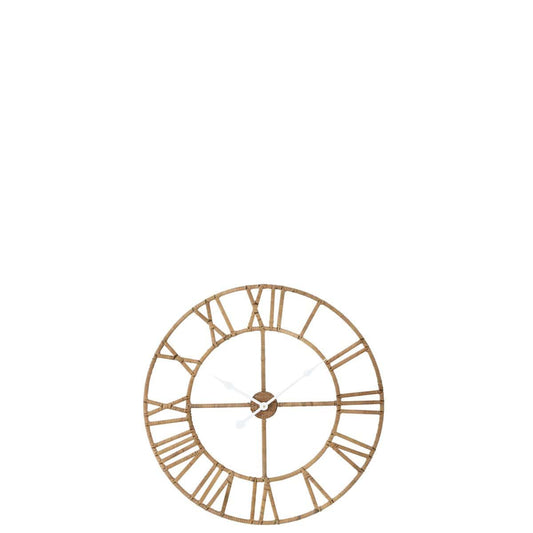 J-Line J-Line wandklok Roman - rotan/metaal - naturel - small
